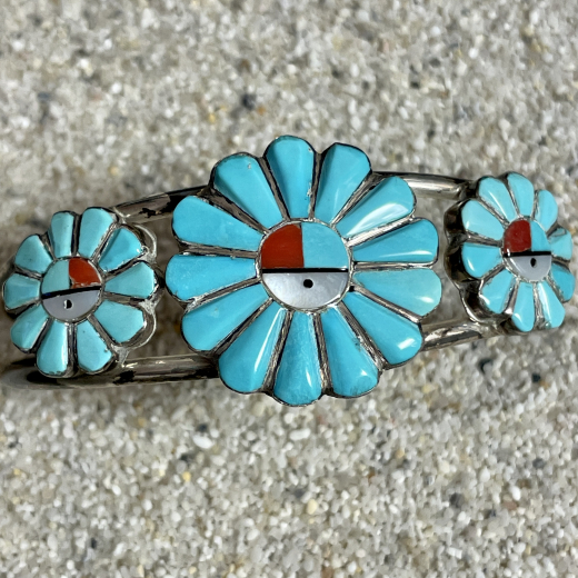 Sunface Armreif T�rkis Zuni Indianerschmuck