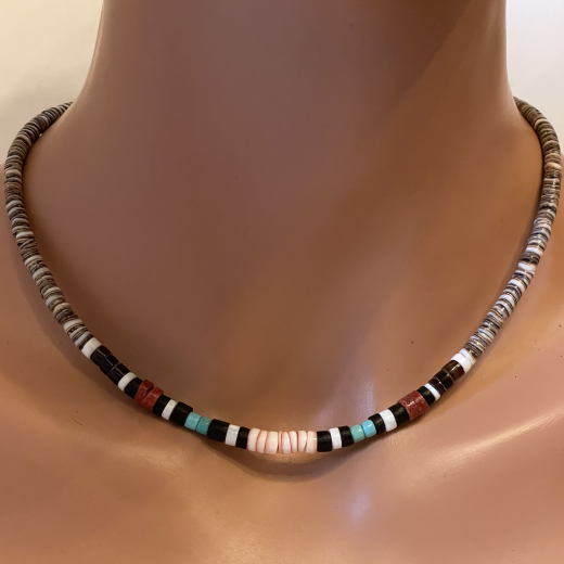 Muschelkette mit T�rkis Koralle Indianerschmuck