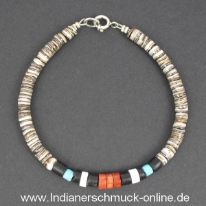 Armband Muschel mit T�rkis und Koralle Indianerschmuck