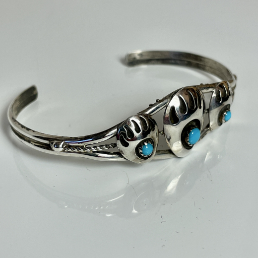 B�rentatzen Armreif mit 3 T�rkisen Navajo Handarbeit