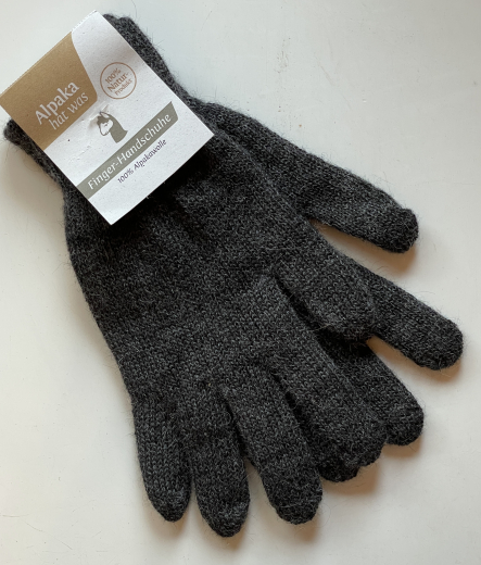 Warme Alpaka Handschuhe aus 100% Alpaka anthrazit Gr.7 -10