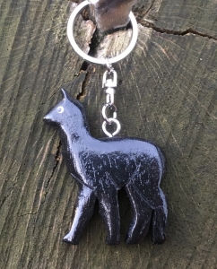 Alpaka Holz Schl�sselanh�nger in schwarz