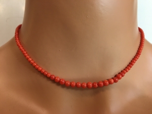 Echte Korallen Kugel Kette 38 cm