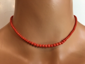Echte Korallen Kugel Kette 38 cm
