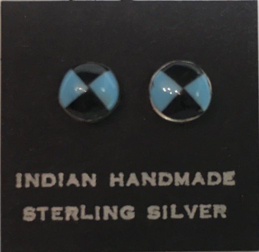 T�rkis Jet Ohrstecker Zuni Indianerschmuck