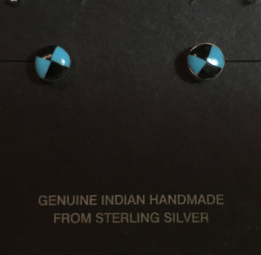 T�rkis Jet Ohrstecker Zuni Indianerschmuck