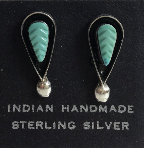 Blatt T�rkis Ohrstecker Zuni Indianerschmuck