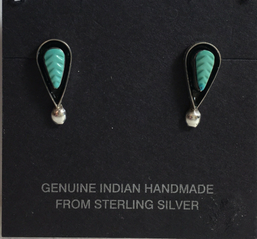 Blatt T�rkis Ohrstecker Zuni Indianerschmuck