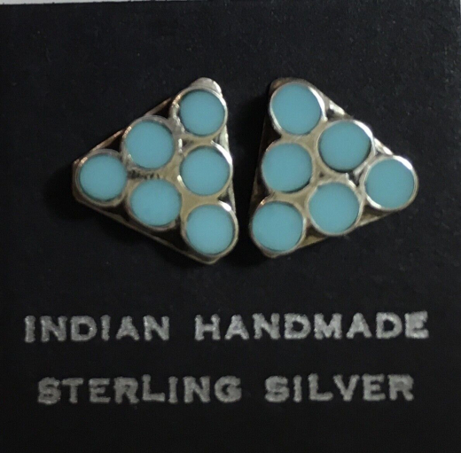 T�rkis Inlay Ohrstecker Zuni Indianerschmuck