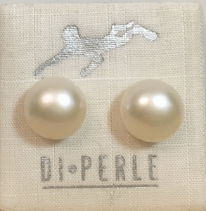 Ohrstecker SWP Perle 10 - 11 mm wei�