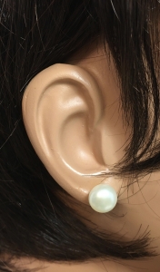 Ohrstecker SWP Perle 10 - 11 mm wei�