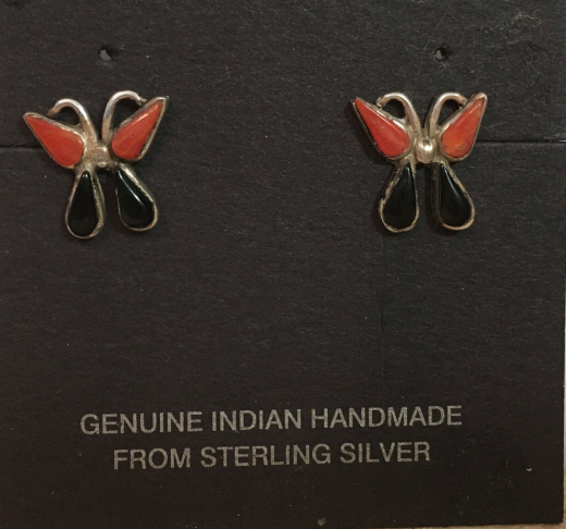Schmetterling Ohrstecker Koralle Jet Zuni