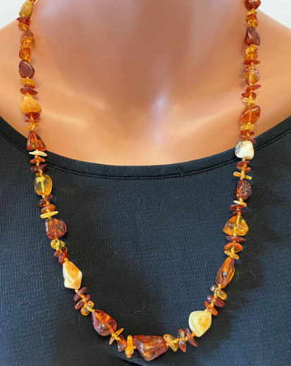 Natur Bernsteinkette Splitter 70 cm