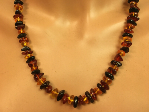 Natur Bernstein Kette bunt in 60 cm L�nge