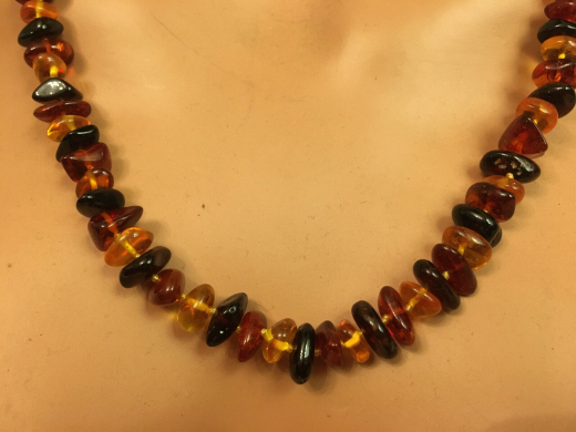 Natur Bernstein Kette bunt in 60 cm L�nge