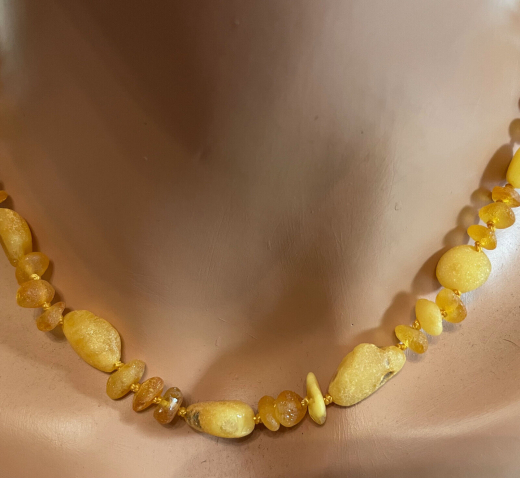 Natur Bernstein matte Therapiekette in gelb