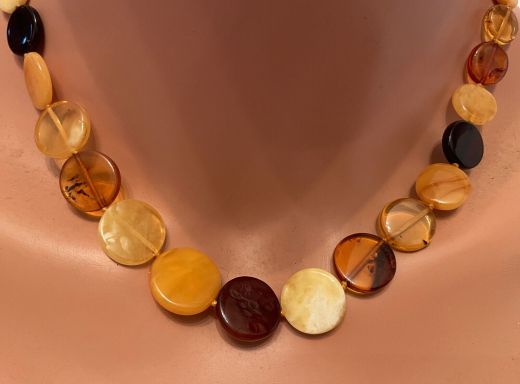 Natur Bernstein Kette bunte Scheiben