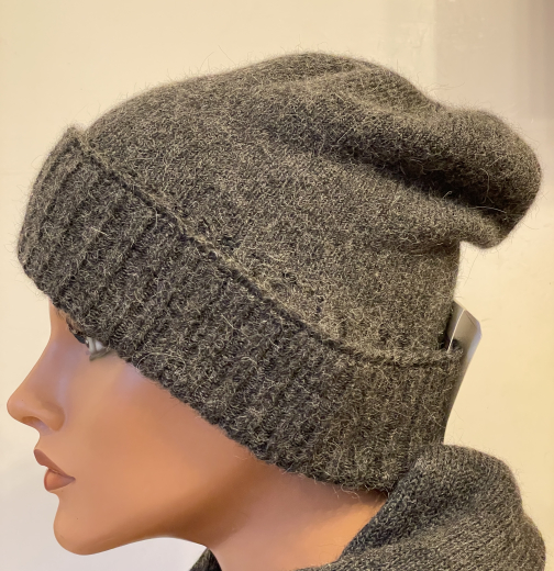 Alpaka M�tze f�r Damen Beanie lang in drei Farben