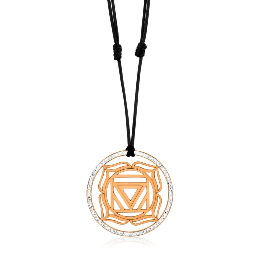 Kuzzoi Wurzel Chakra Yoga Anh�nger 925 rotvergoldet mit Swarowski-Kristallen