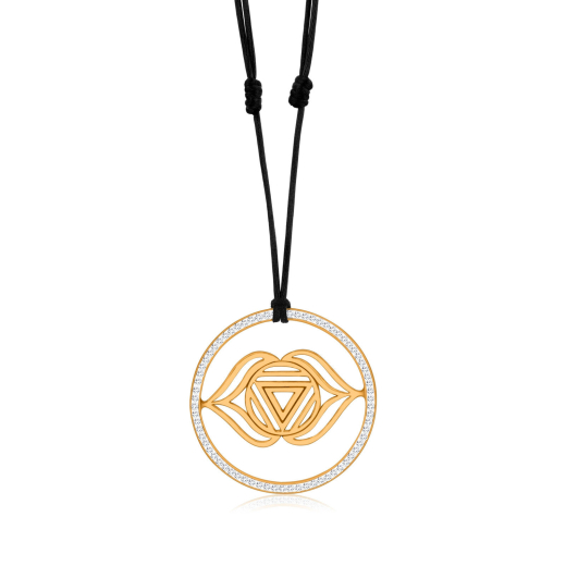 Stirn Chakra Yoga Anh�nger vergoldet Sterlingsilber mit Swarowski-Kristallen