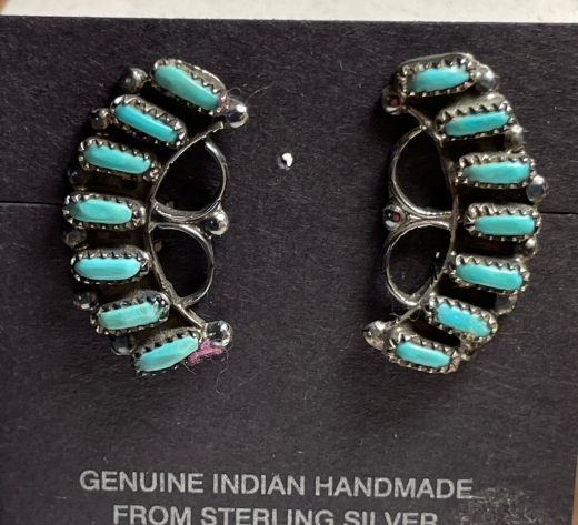 T�rkis Ohrstecker Sterlingsilber T�rkis Nadeln Zuni Indianerschmuck