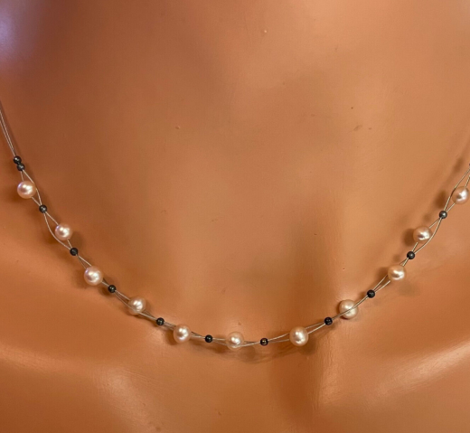 Kurzes Perlen Drahtcollier Perle S��wasser Zuchtperle 41 cm lang