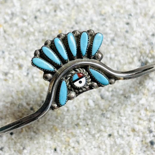 T�rkis Armreif mit Sunface Zuni Indianerschmuck