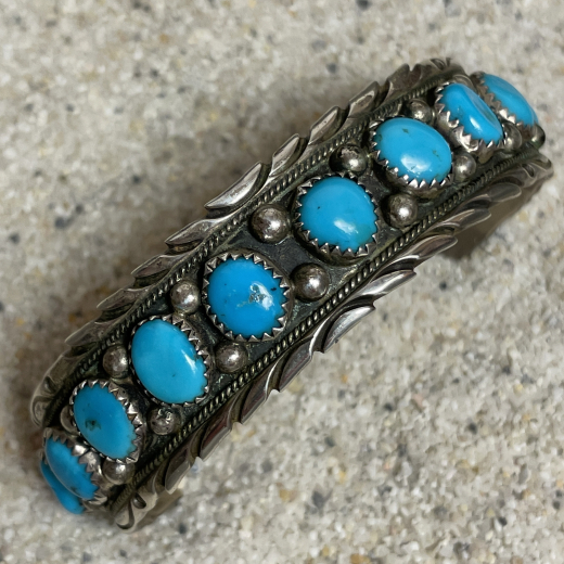 T�rkis Armreif mit 14 T�rkisen Navajo Handarbeit