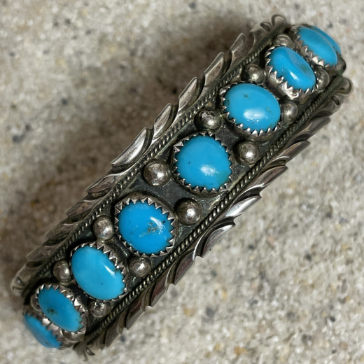T�rkis Armreif mit 14 T�rkisen Navajo Handarbeit