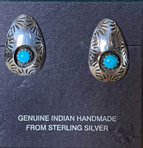 T�rkis Shadowbox Navajo Ohrstecker Handarbeit