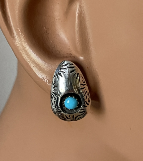 T�rkis Shadowbox Navajo Ohrstecker Handarbeit