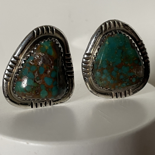 T�rkis Ohrclip Navajo Handarbeit