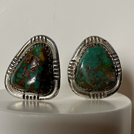 T�rkis Ohrclip Navajo Handarbeit