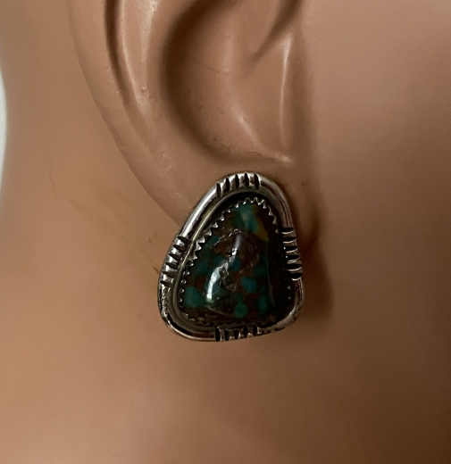 T�rkis Ohrclip Navajo Handarbeit