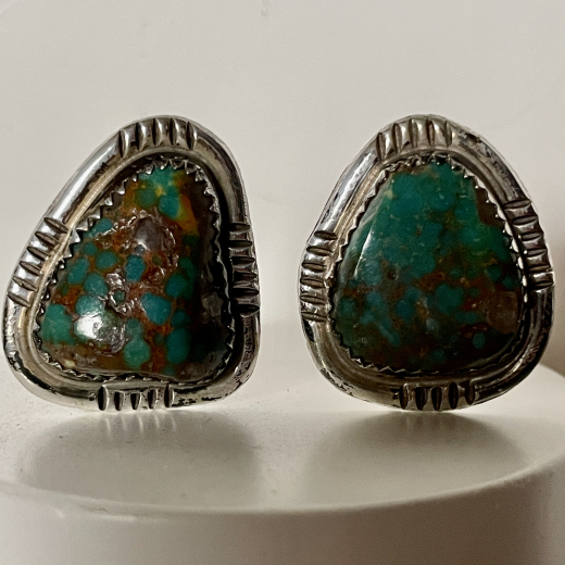 T�rkis Ohrclip Navajo Handarbeit