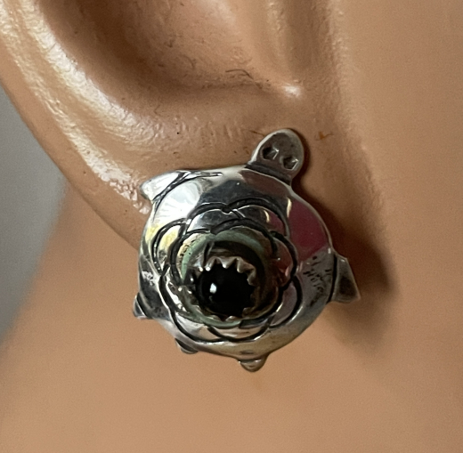 Schildkr�ten Ohrstecker mit Onyx Navajo Handarbeit