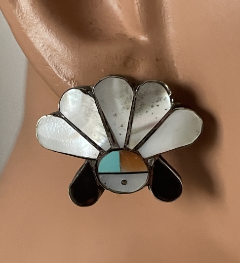 Sunface Multicolour Ohrstecker Muschel Zuni Handarbeit