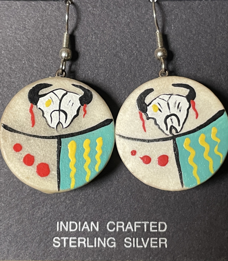 Rohhaut Trommel Ohrstecker Native American Art Work