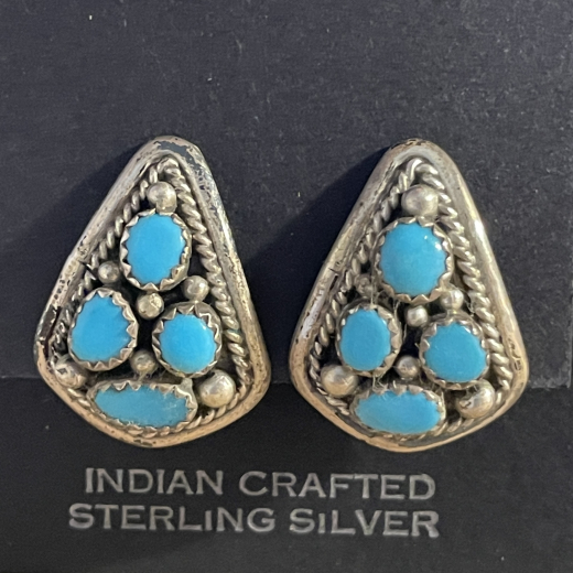 T�rkis Cluster Ohrclip Navajo Handarbeit