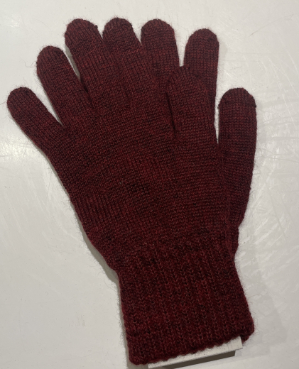 Warme Alpaka Handschuhe aus 100% Alpaka weinrot Gr.7 -9