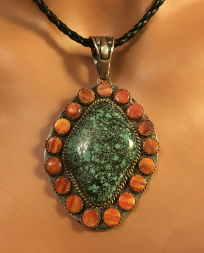 T�rkis Anh�nger mit Spiny Oyster Navajo Indianerschmuck