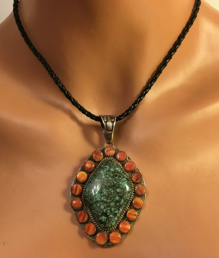 T�rkis Anh�nger mit Spiny Oyster Navajo Indianerschmuck