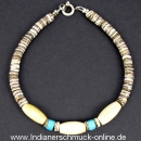 Armband Knochen mit T�rkis und Muschel Indianerschmuck