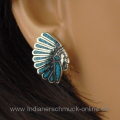 Indianhead Ohrstecker T�rkis Indianerschmuck
