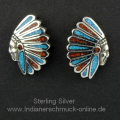 Indianhead Ohrstecker T�rkis Koralle Indianerschmuck
