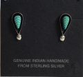 Blatt T�rkis Ohrstecker Zuni Indianerschmuck