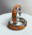 Spiny Oyster Halbcreole Ohrstecker Cushion Sterlingsilber Navajo Indianerschmuck