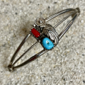 T�rkis Koralle floraler Armreif Navajo Handarbeit