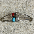 T�rkis Koralle floraler Armreif Navajo Handarbeit
