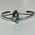 T�rkis Koralle floraler Armreif Navajo Handarbeit